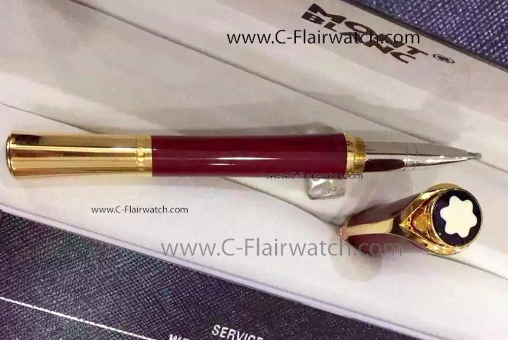 Fake Montblanc Princesse Grace de Monaco Red & Gold Fineliner Pe